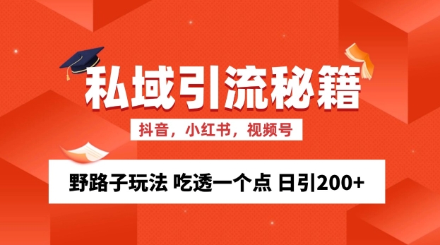 私域流量的精准化获客方法 野路子玩法 吃透一个点 日引200+ 【揭秘】-知库