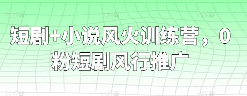 短剧+小说风火训练营，0粉短剧风行推广-知库