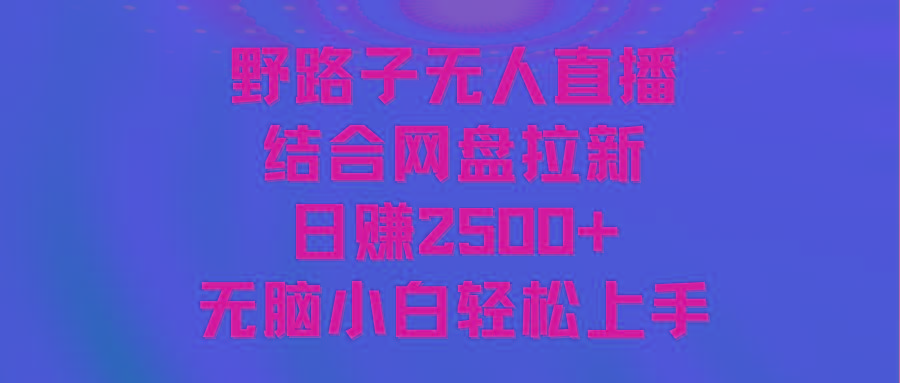 无人直播野路子结合网盘拉新，日赚2500+多平台变现，小白无脑轻松上手操作-知库