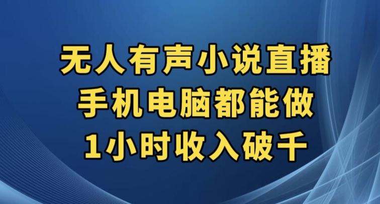 抖音无人有声小说直播，手机电脑都能做，1小时收入破千【揭秘】-知库