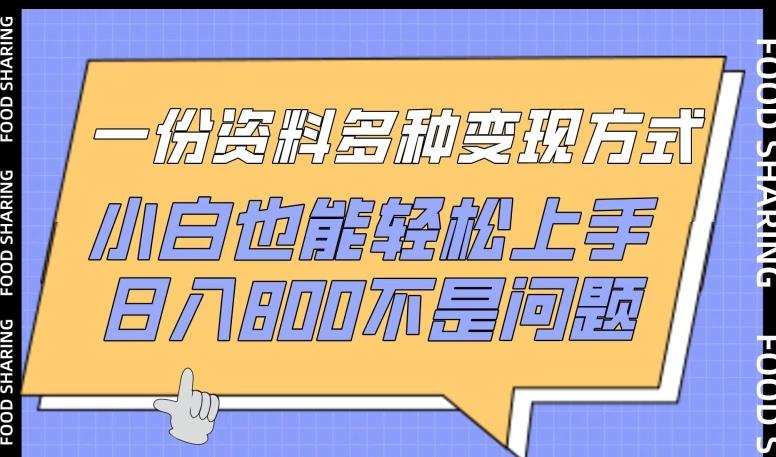 一份资料多种变现方式，小白也能轻松上手，日入800不是问题【揭秘】-知库