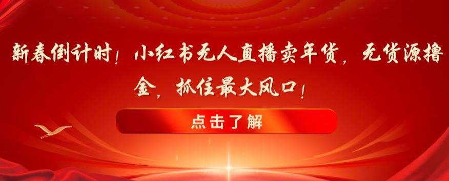 新春倒计时！小红书无人直播卖年货，无货源撸金，抓住最大风口【揭秘】-知库