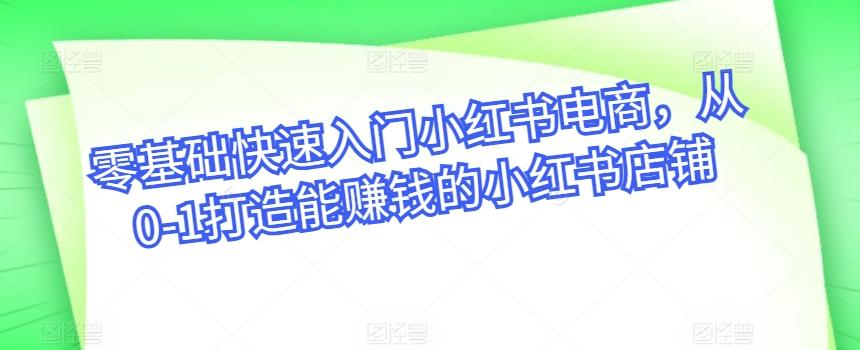 零基础快速入门小红书电商，从0-1打造能赚钱的小红书店铺-知库