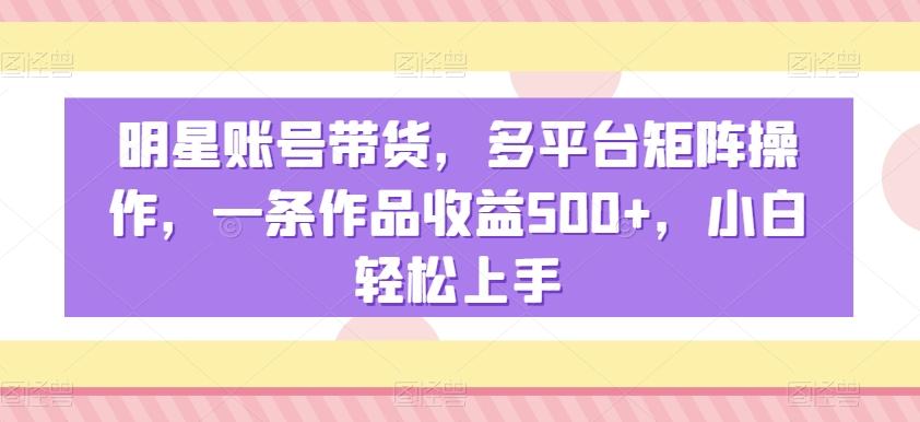 明星账号带货，多平台矩阵操作，一条作品收益500+，小白轻松上手【揭秘】-知库