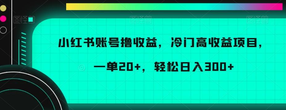 小红书账号撸收益，冷门高收益项目，一单20+，轻松日入300+【揭秘】-知库