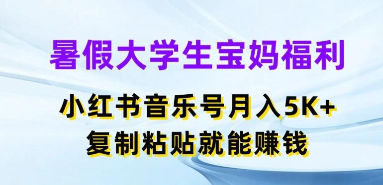 暑假大学生宝妈福利，小红书音乐号月入5000+，复制粘贴就能赚钱【揭秘】-知库