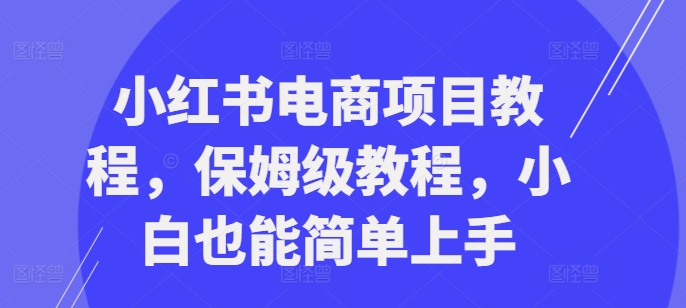 小红书电商项目教程，保姆级教程，小白也能简单上手-知库