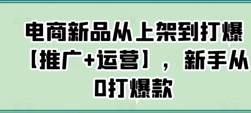 电商新品从上架到打爆【推广+运营】，新手从0打爆款-知库