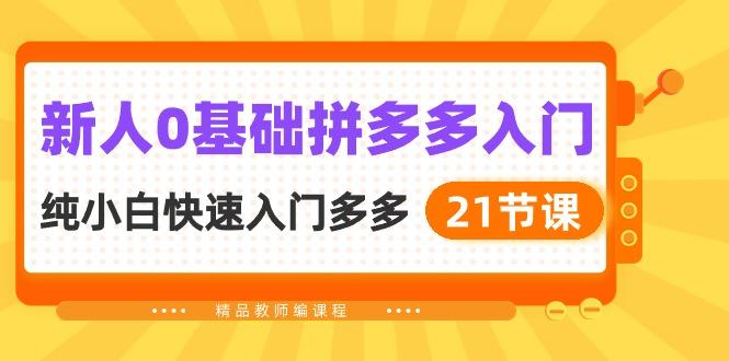 新人0基础拼多多入门，​纯小白快速入门多多(21节课-知库