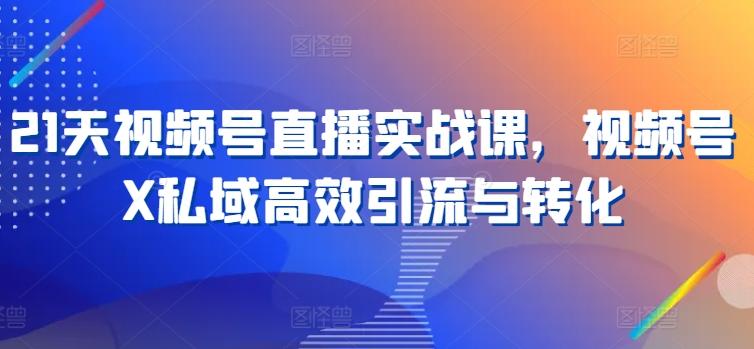 21天视频号直播实战课，视频号X私域高效引流与转化-知库