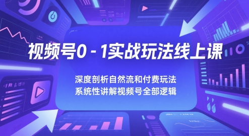 视频号0-1实战玩法线上课，深度剖析自然流和付费玩法，统性讲解视频号全部逻辑-知库