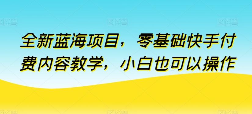 全新蓝海项目，零基础快手付费内容教学，小白也可以操作【揭秘】-知库