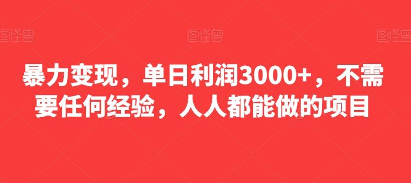 暴力变现，单日利润3000+，不需要任何经验，人人都能做的项目-知库