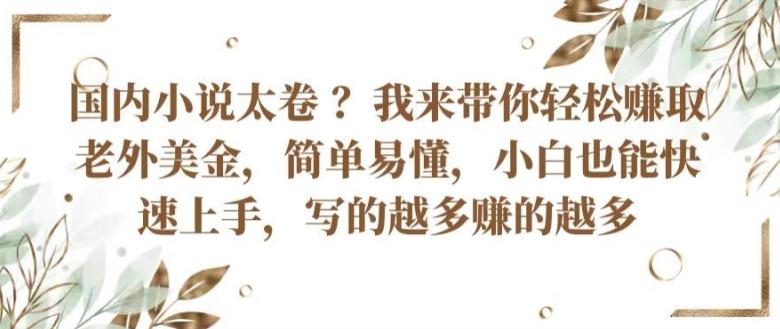 国内小说太卷 ?带你轻松赚取老外美金，简单易懂，小白也能快速上手，写的越多赚的越多【揭秘】-知库