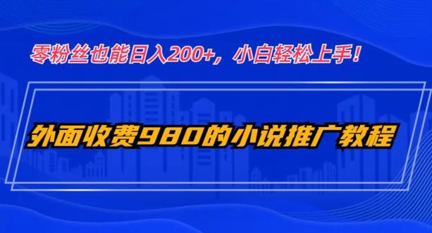 外面收费980的小说推广教程：零粉丝也能日入200+，小白轻松上手！-知库