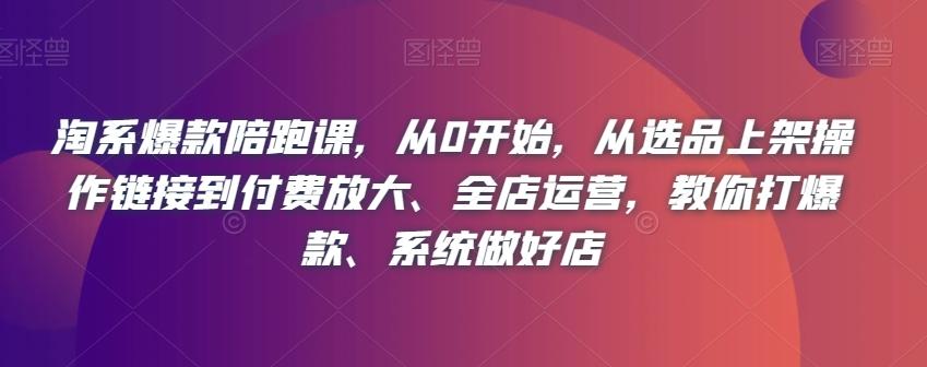 淘系爆款陪跑课，从0开始，从选品上架操作链接到付费放大、全店运营，教你打爆款、系统做好店-知库