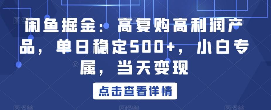 闲鱼掘金：高复购高利润产品，单日稳定500+，小白专属，当天变现-知库