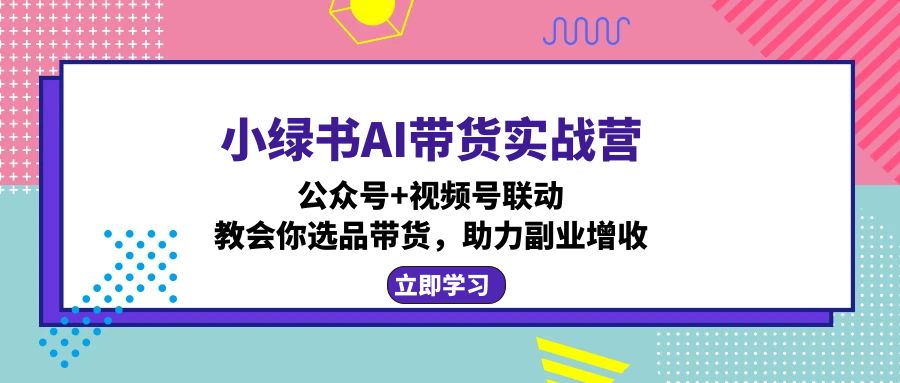 小绿书AI带货实战营：公众号+视频号联动，教会你选品带货，助力副业增收-知库