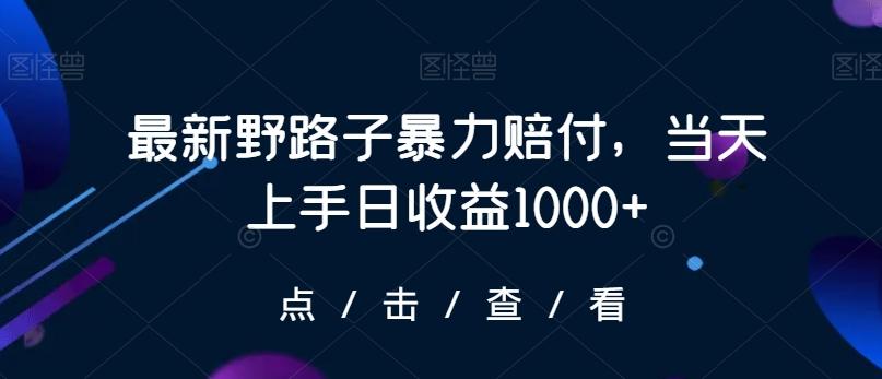 最新野路子暴力赔付，当天上手日收益1000+【仅揭秘】-知库