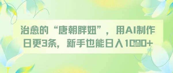 治愈的“唐朝胖妞”，用AI制作日更3条，新手也能日入多张-知库