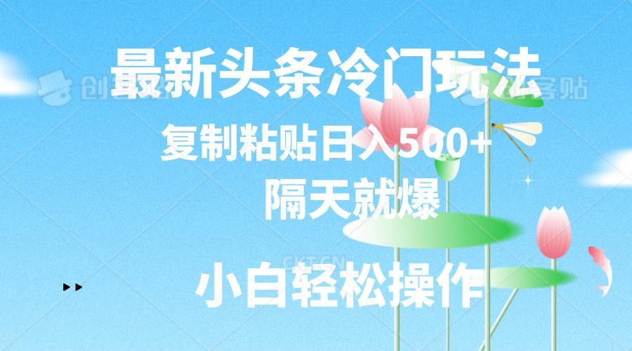 最新头条冷门玩法，隔天就爆，复制粘贴日入500+-知库