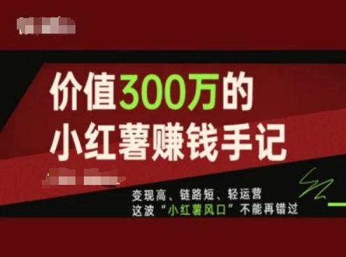 价值300万的小红书赚钱手记，变现高、链路短、轻运营，这波“小红薯风口”不能再错过-知库