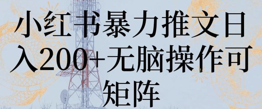 小红书暴力推文日入200+无脑操作可矩阵【揭秘】-知库