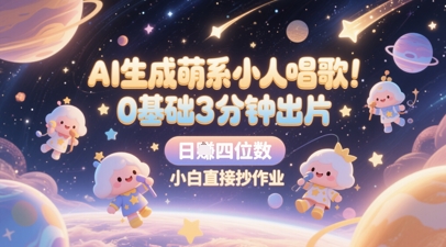 AI生成萌系小人唱歌，0基础3分钟出片，28个作品涨粉8.9W，单条最高19W赞，日入四位数，小白直接抄作业-知库