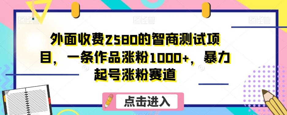 外面收费2580的智商测试项目，一条作品涨粉1000+，暴力起号涨粉赛道【揭秘】-知库