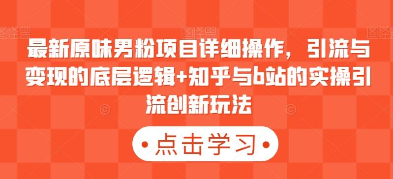 最新原味男粉项目详细操作，引流与变现的底层逻辑+知乎与b站的实操引流创新玩法-知库