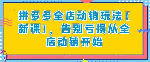 拼多多全店动销玩法【新课】，告别亏损从全店动销开始-知库