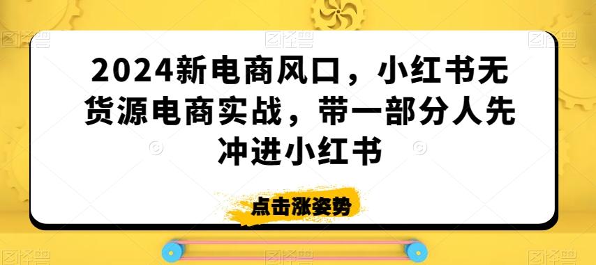 2024新电商风口，小红书无货源电商实战，带一部分人先冲进小红书-知库