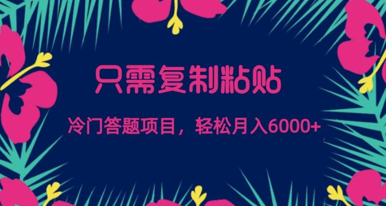 只需复制粘贴，冷门答题项目，轻松月入6000-知库