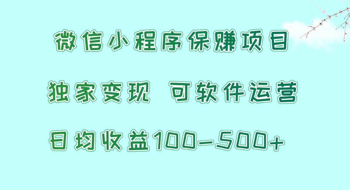 微信小程序保赚项目，日均收益100~500+，独家变现，可软件运营-知库