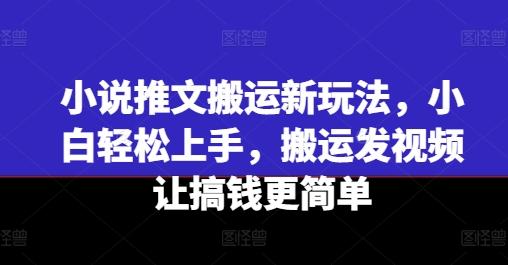 小说推文搬运新玩法，小白轻松上手，搬运发视频让搞钱更简单-知库