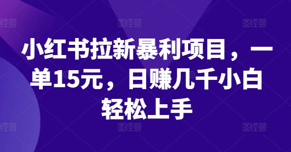 小红书拉新暴利项目，一单15元，日赚几千小白轻松上手【揭秘】-知库