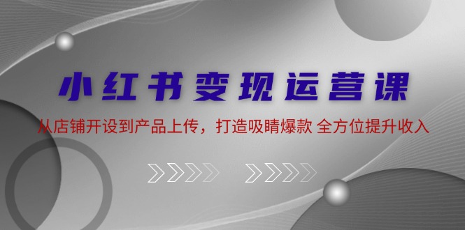 小红书变现运营课：从店铺开设到产品上传，打造吸睛爆款 全方位提升收入-知库