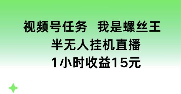 视频号任务，我是螺丝王， 半无人挂机1小时收益15元【揭秘】-知库