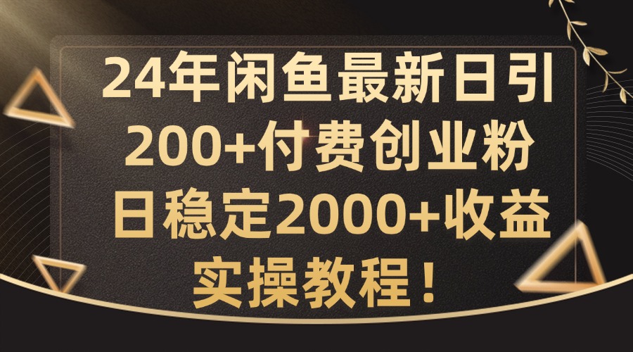 24年闲鱼最新日引200+付费创业粉日稳2000+收益，实操教程【揭秘】-知库