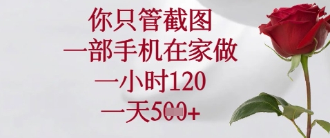 你只管截图，一部手机在家做，苹果安卓都可以，一小时120，一天5张+【揭秘】-知库