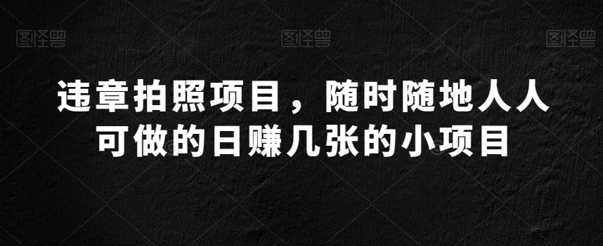 违章拍照项目，随时随地人人可做的日赚几张的小项目-知库