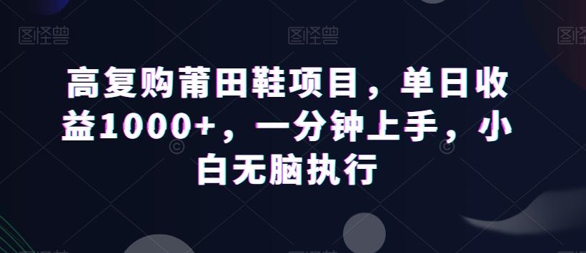 高复购莆田鞋项目，单日收益1000+，一分钟上手，小白无脑执行-知库