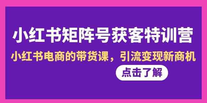 小红书矩阵号获客特训营-第10期，小红书电商的带货课，引流变现新商机-知库