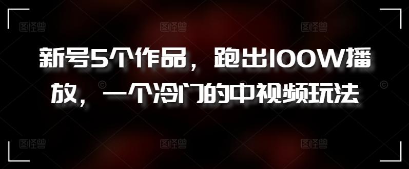 新号5个作品，跑出100W播放，一个冷门的中视频玩法【揭秘】-知库