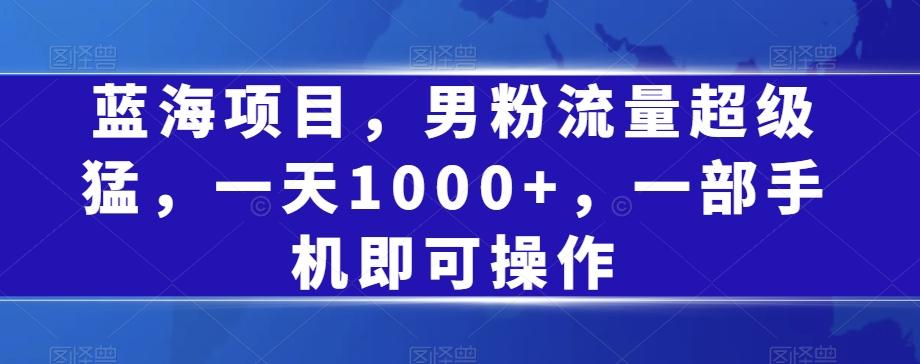 蓝海项目，男粉流量超级猛，一天1000+，一部手机即可操作【揭秘】-知库