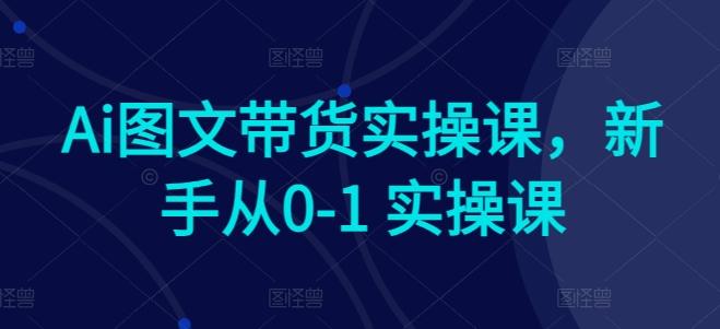 Ai图文带货实操课，新手从0-1 实操课-知库