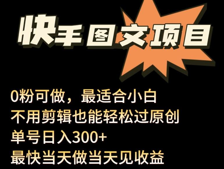 24年最新快手图文带货项目，零粉可做，不用剪辑轻松过原创单号轻松日入300+【揭秘】-知库