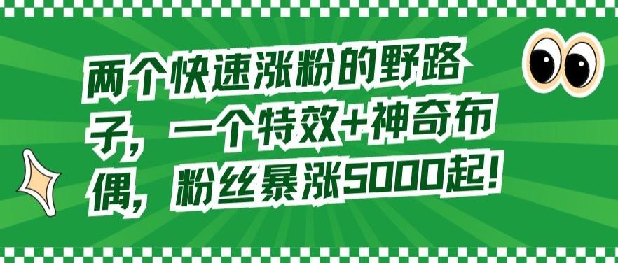 两个快速涨粉的野路子，一个特效+神奇布偶，粉丝暴涨5000起【揭秘】-知库