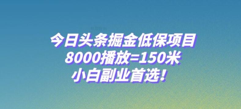 今日头条掘金低保项目，8000播放=150米，小白副业首选【揭秘】-知库