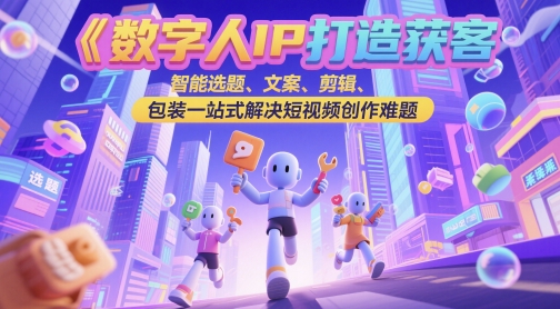 数字人IP打造获客变现实操课，智能选题、文案、剪辑、包装一站式解决短视频创作难题-知库